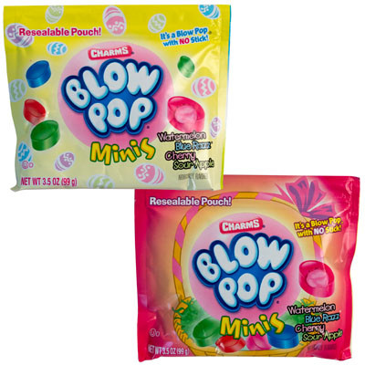 EASTER CANDY BLOW POP MINIS 3 OZ POUCH ON MDSE STRIP