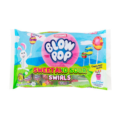EASTER CANDY SWEET N SOUR BLOW POPS 11.5 OZ LAYDOWN BAG
