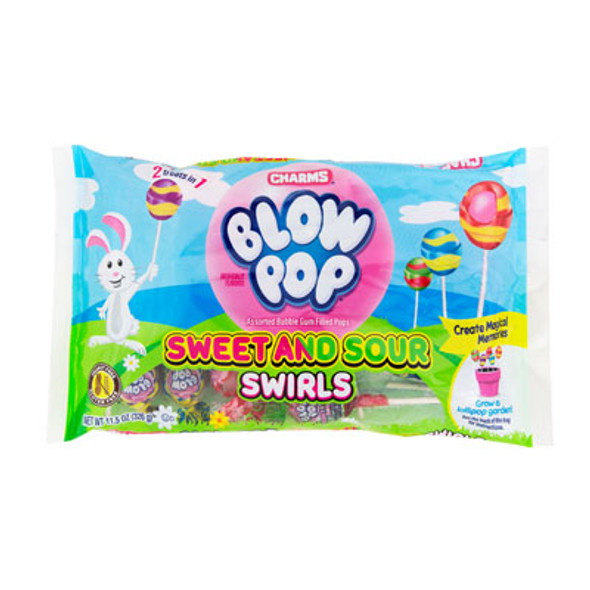 EASTER CANDY SWEET N SOUR BLOW POPS 11.5 OZ LAYDOWN BAG