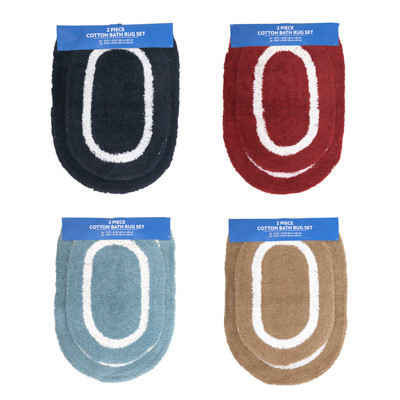 BATHROOM RUG SET 2PC OVAL 4 COLORS NON-SLIP SPRAY