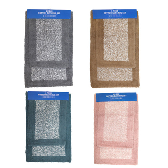 BATHROOM RUG SET 2PC SQUARE 2 TONE/4COLORS NON-SLIP SPRAY BATHROOM RUG SET 2PC SQUARE 2 TONE/4COLORS NON-SLIP SPRAY