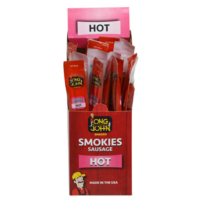 SMOKIES SAUSAGE 1OZ HOT LONG JOHN 2-24PC DISPLAY BOX SELL IN USA ONLY