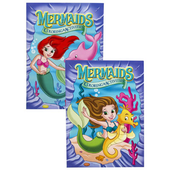 COLORING BOOK MERMAIDS 2-ASSORTED W/BONUS CUT OUTS COUNTER DISPLAY