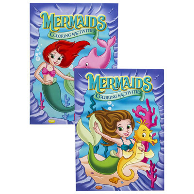 COLORING BOOK MERMAIDS 2-ASSORTED W/BONUS CUT OUTS COUNTER DISPLAY