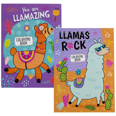COLORING BOOK LLAMA 80-PG 2-ASSORTED COUNTER DISPLAY
