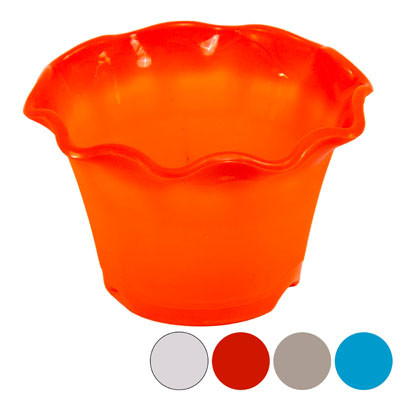 PLANTER ROUND FLUTED 4 COLORS 4.5 HI 7.75 DIA FULORA 2 RED, BLUE, WHITE, GREY