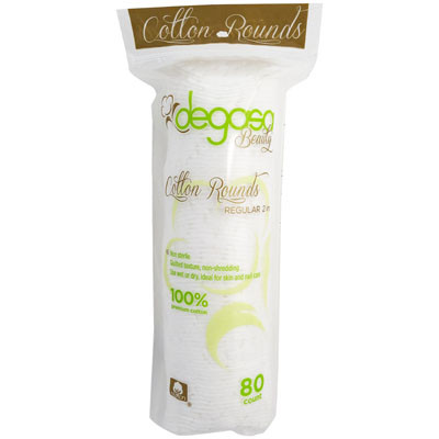 COTTON ROUNDS 80CT 100% COTTON PEGGABLE & RESEALABLE POLY BAG UPC: 7-50104-86244-7