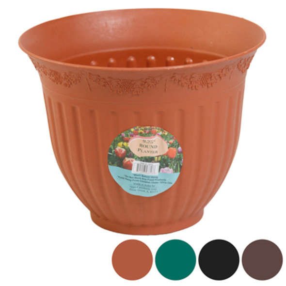 PLANTER 9.25"dia x 7.5"h COLUMN IVY DESIGN 4 COLORS NO PUNCHED OUT HOLES #6045