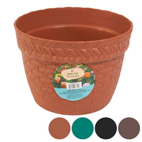 PLANTER RND 8"x6"H WEAVE DESIGN 2 COLORS #6049NO PUNCHED OUT HOLES PLANTER RND 8"x6"H WEAVE DESIGN 2 COLORS #6049NO PUNCHED OUT HOLES