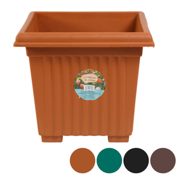 PLANTER 12 INCH SQUARE COLUMN DESIGN 4 COLORS #6058 NO PUNCHED-OUT HOLES