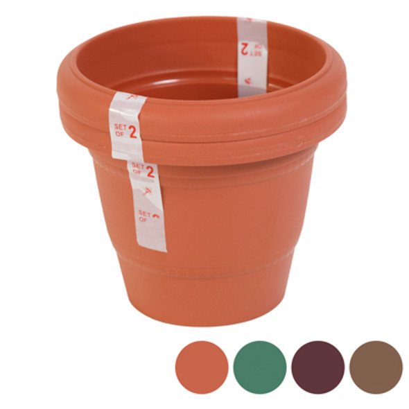 PLANTER 2PK ROUND 6" X 4.5"H 4 ASSTD COLORS IN PDQ#LILLY 6 PLANTER 2PK ROUND 6" X 4.5"H 4 ASSTD COLORS IN PDQ#LILLY 6