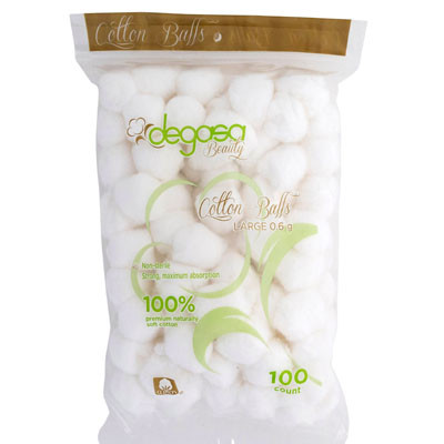 COTTON BALLS 100CT 100% COTTON PEGGABLE & RESEALABLE POLY BAG UPC: 7-50104-86245-4