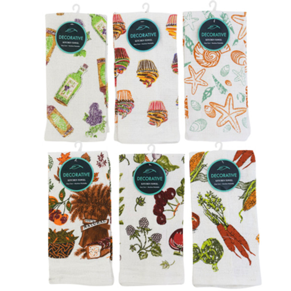KITCHEN TOWELS 15X25  6 ASST PRINTS PEGGABLE #KT101314 KITCHEN TOWELS 15X25  6 ASST PRINTS PEGGABLE #KT101314
