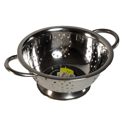 STAINLESS STEEL COLANDER W/BASE7.87 DIA X 3.35H 129G#SI-2106