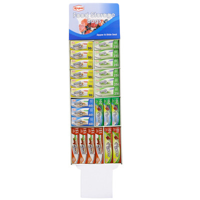 STORAGE BAGS 72PC 6 ASSORTED SANDWICH & FREEZER BAGS FLOOR DISPLAY
