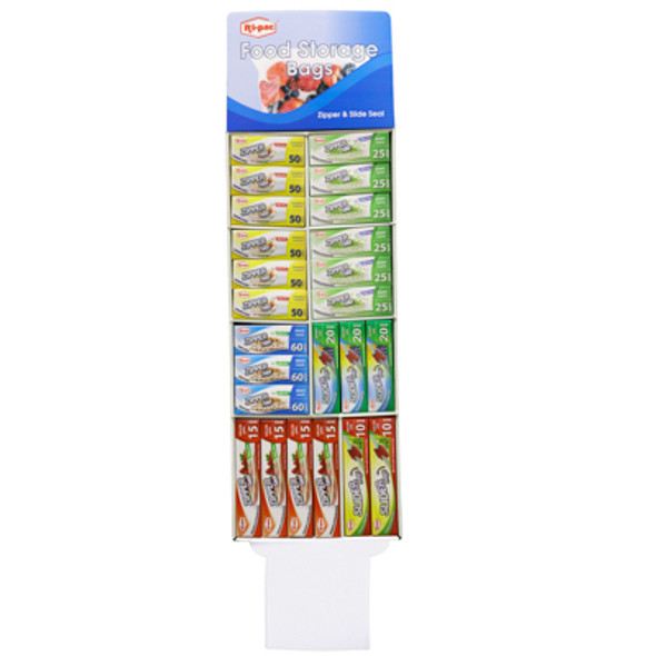 STORAGE BAGS 72PC 6 ASSORTED SANDWICH & FREEZER BAGS FLOOR DISPLAY
