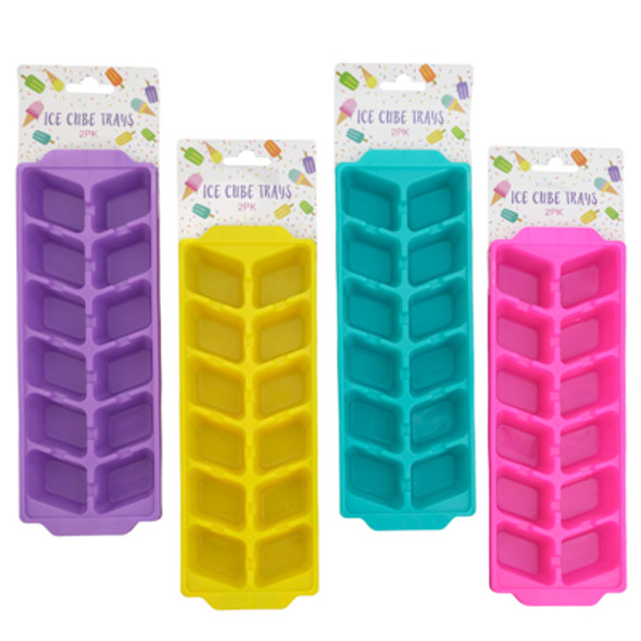 ICE CUBE TRAY 96-PC 2-PK W/HEADER CARD 4 SUMMER COLORS COUNTER DISPLAY