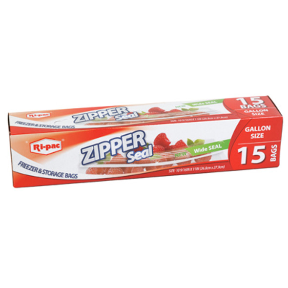 STORAGE BAGS 15CT GALLON ZIPPER SEAL