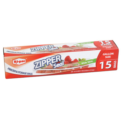 STORAGE BAGS 15CT GALLON ZIPPER SEAL