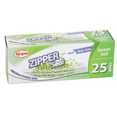 STORAGE BAGS 25CT QUART ZIPPER SEAL