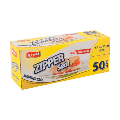 STORAGE BAGS 50CT SANDWICH ZIPPER SEAL