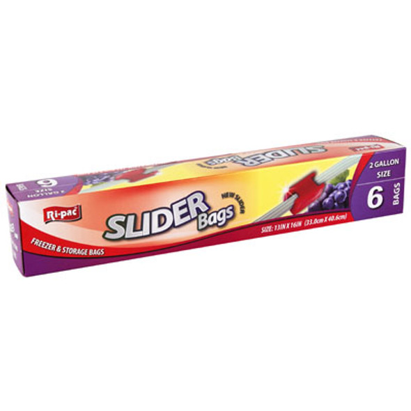 STORAGE BAGS 6CT 2 GALLON SLIDER SEAL