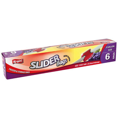 STORAGE BAGS 6CT 2 GALLON SLIDER SEAL
