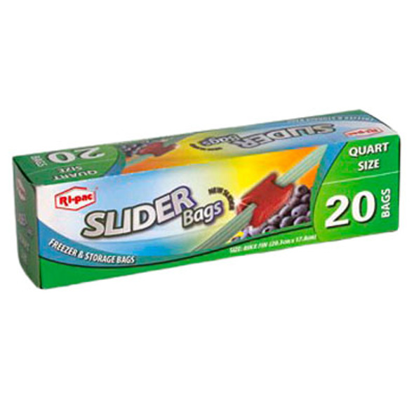 STORAGE BAGS 20 CT QUART SLIDER SEAL