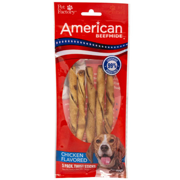 DOG TREATS CHICKEN FLAVOR 5PK 5IN TWISTEDZ STICKS AMERICAN BEEFHIDE #27754 DOG TREATS CHICKEN FLAVOR 5PK 5IN TWISTEDZ STICKS AMERICAN BEEFHIDE #27754