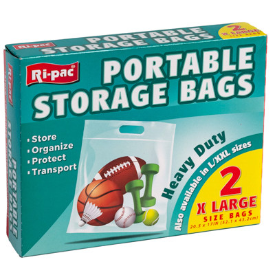 STORAGE BAGS PORTABLE 2CT X LARGE ZIPPER SEAL 20.5 X 7 HEAVY DUTY
