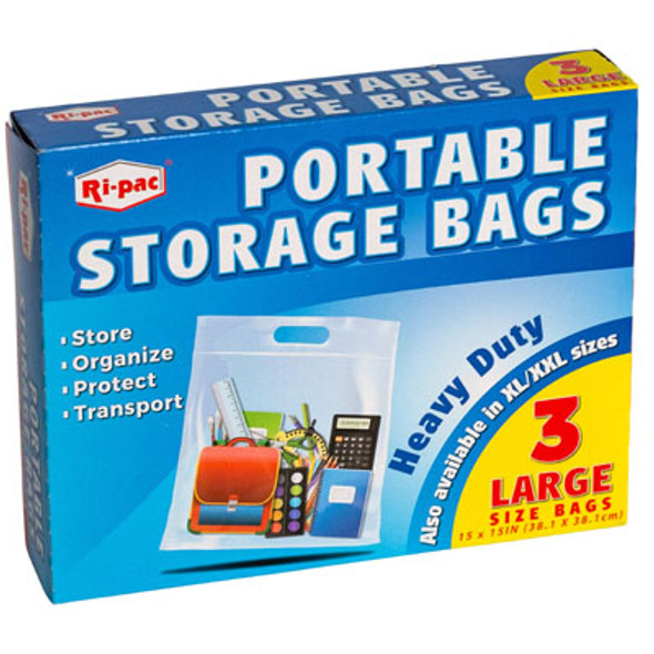 STORAGE BAGS PORTABLE 3 CT LARGE ZIPPER SEAL 15 X 15 HEAVY DUTY