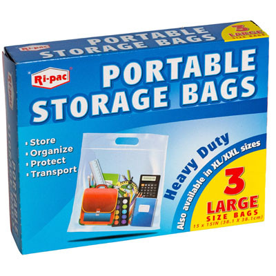 STORAGE BAGS PORTABLE 3 CT LARGE ZIPPER SEAL 15 X 15 HEAVY DUTY