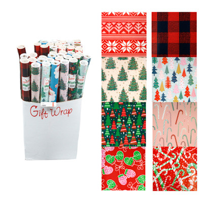GIFT WRAP CHRISTMAS 100 SQ FT1.5IN CORE ASST DESIGNS PP $6.99 30 INCH WIDTH