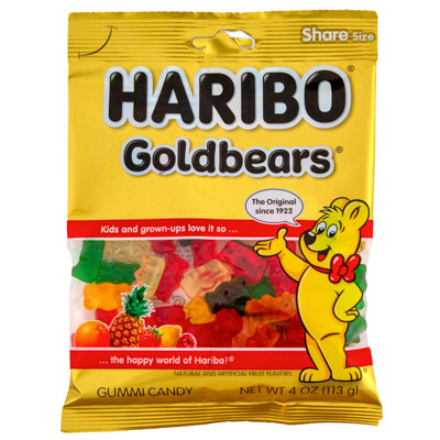 HARIBO GOLD GUMMI BEARS 4 OZ PEG BAG
