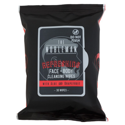 FACE & BODY MENS WIPES 30CT REFRESHING NOBLEMAN IN 24PC PDQ NO ONLINE SALES MAP PRICING