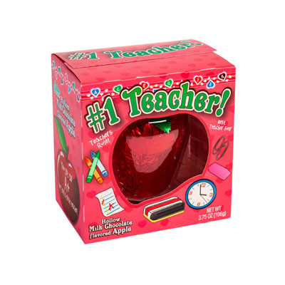 VAL CANDY TEACHER APPLE 3.75 OZ MILK CHOCOLATE FLAVOR IN PDQ
