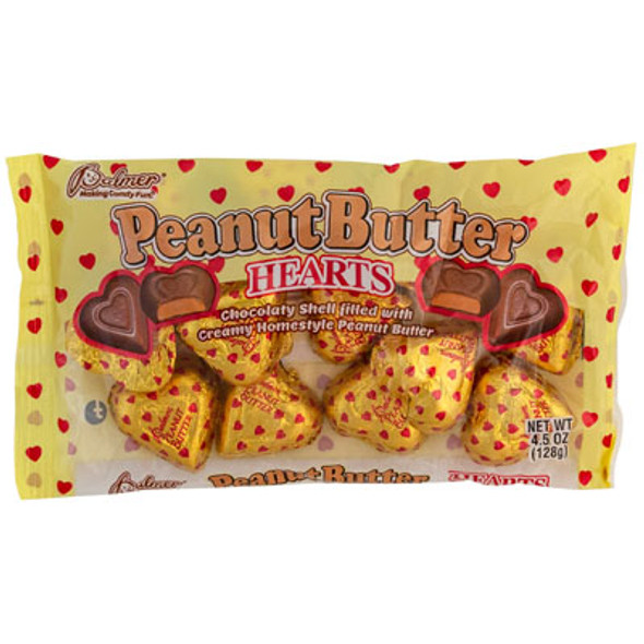 VALENTINE CANDY PEANUT BUTTER HEARTS 4.5 OZ BAG PDQ
