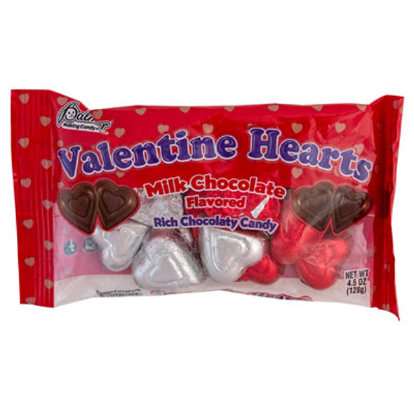 VALENTINE CANDY MILK CHOC FLAV HEARTS FOIL WRAPPED 4.5 OZ BAG VALENTINE CANDY MILK CHOC FLAV HEARTS FOIL WRAPPED 4.5 OZ BAG