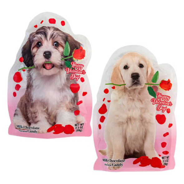 VALENTINE CANDY MILK CHOCOLATE 3.5OZ3 ASSORTED DOGS IN PDQ
