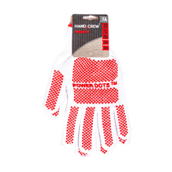 GLOVES POWER DOTS ONE SIZE FITS ALL HANDCREW POLY/COTTON CARDED REF# HG-3190FA
