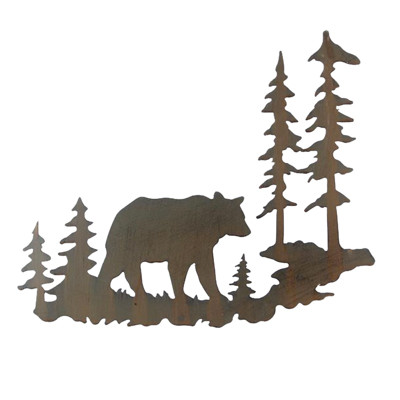 WALL ART 20.5X16 LASER CUT BEAR IN WOOD METAL