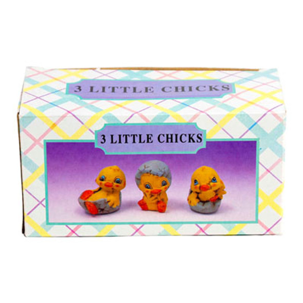 FIGURINES CERAMIC CHICKS 3 IN COLOR BOX
