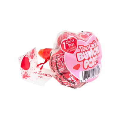 VALENTINE CANDY TOOTSIE BUNCHPOPS 7CT IN 18CT PRNTD CS DSP