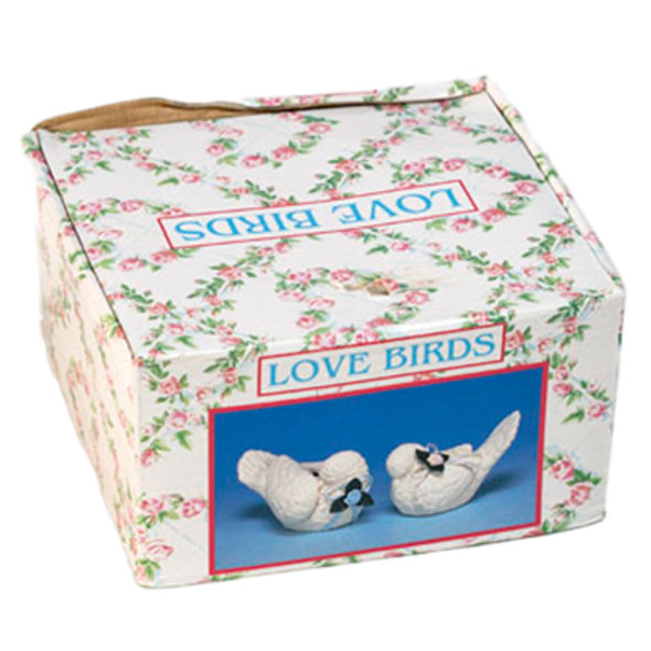 WHITE DOVE LOVE BIRDS FIGURINE COLOR BOX
