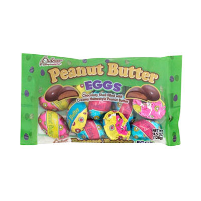 EASTER CANDY PEANUT BUTTER EGGS 4.5 OZ LAYDOWN BAG IN PDQ