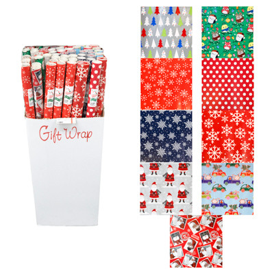 GIFT WRAP CHRISTMAS 40 SQ FT6 ASSTD 40IN WIDE PP $3.991.5 INCH CORE MADE IN USA