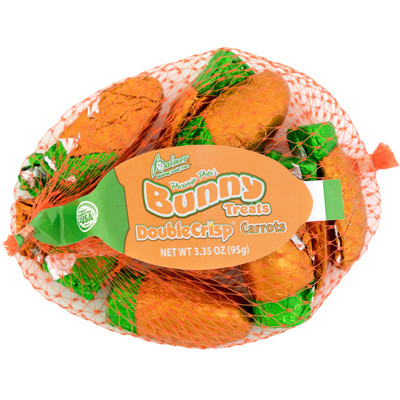 EASTER CANDY BUNNY TREATS MESHBAG 3.35 OZ DC CARROTS IN PDQ