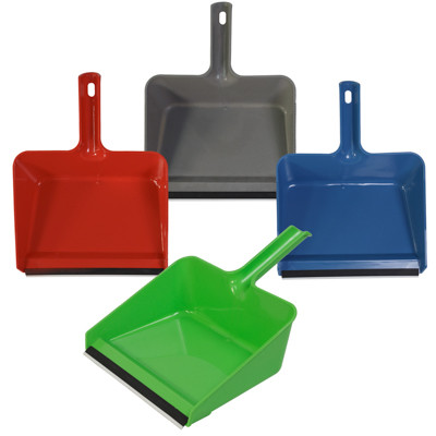 DUST PAN JUMBO W/RUBBER LIP 11.5IN 4 COLORS IN PDQ