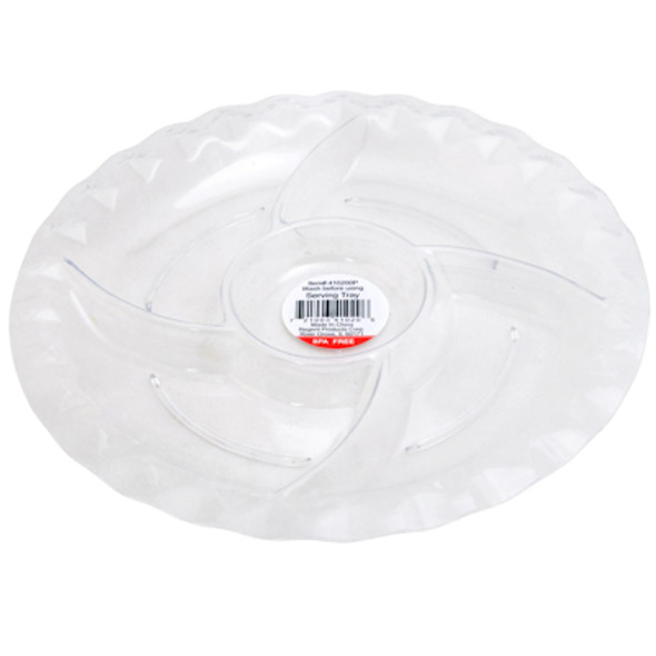 SERVING TRAY ROUND 5 SECTION CLEAR 11IN DIA IN WHITE CASE CUT CARTON 172G/LABEL SERVING TRAY ROUND 5 SECTION CLEAR 11IN DIA IN WHITE CASE CUT CARTON 172G/LABEL