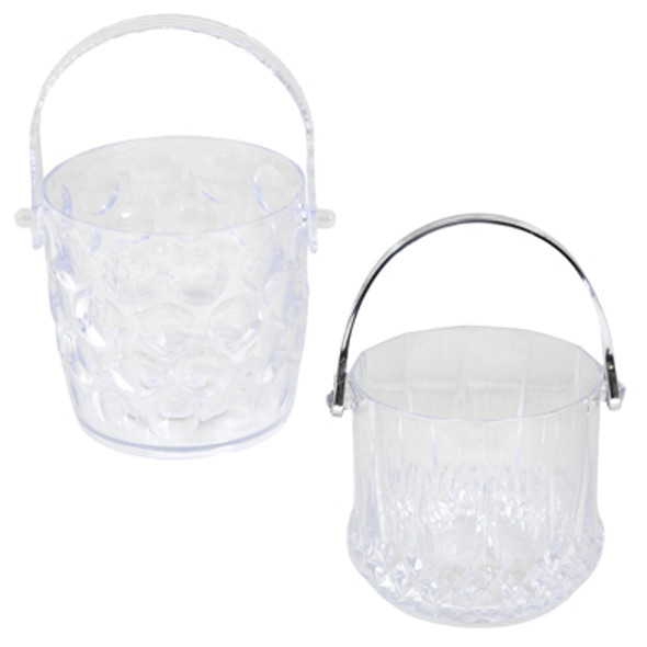 ICE BUCKET WITH SILVER PLASTIC HANDLE 40 OZ 213G/WHITE CASE CUT CARTON W/LABEL